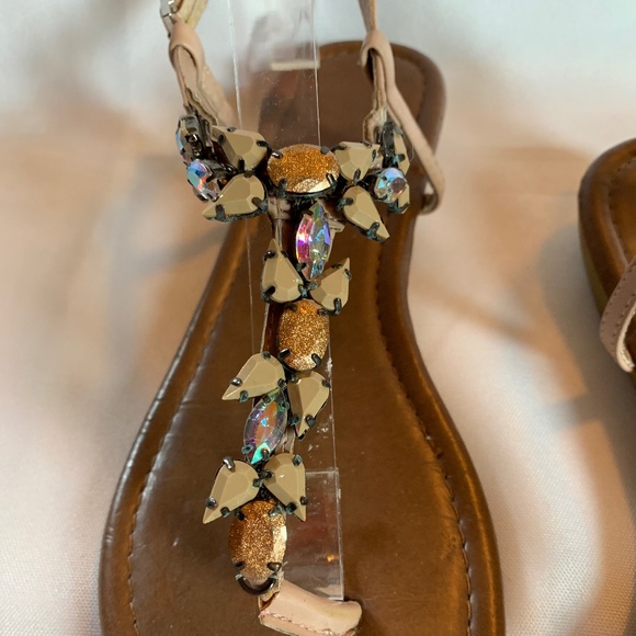 Beautiful Nicole Jewel Encrusted Sandals in Neutral Tones! - Picture 3 of 9